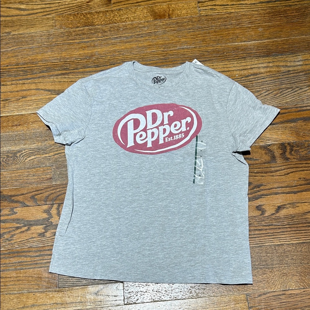 Dr Pepper Women's Short Sleeve Logo Tee - Heather Gray with Maroon Graphic - Picture 1 of 2